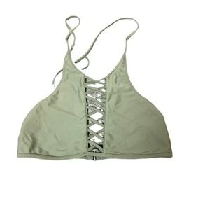Hollister Swim Halter Tie Bikini Top Olive Green Juniors Women Small